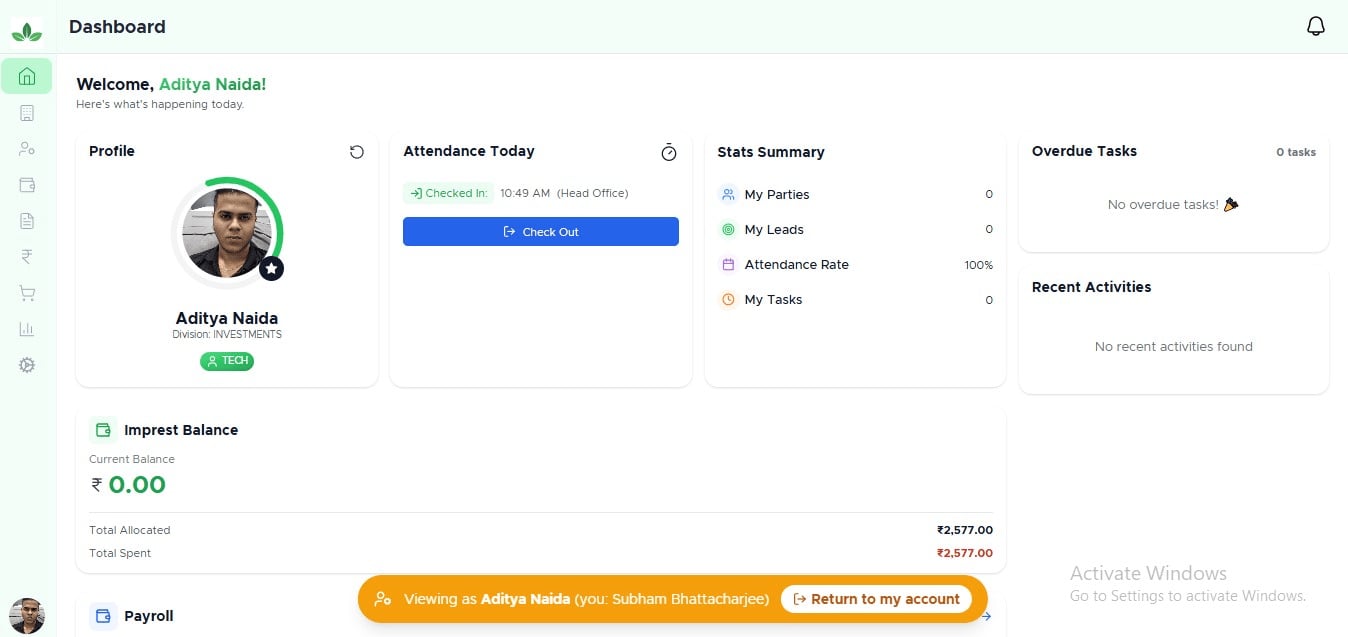 Team Yaduka employee dashboard
